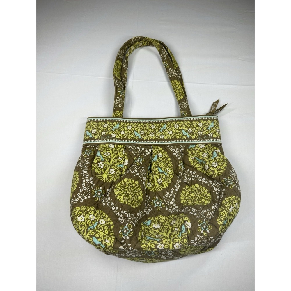 Vera Bradley Green Purse Bag Handbag Sittin in a Tree Retired Pattern Birds Zip
